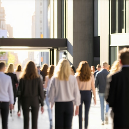 A busy street in a tech hub showing the importance of location for startups.